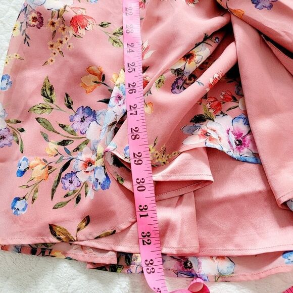 NEW House of Harlow x Revolve floral kimono dress long sleeved wrap pink medium - Picture 4 of 11